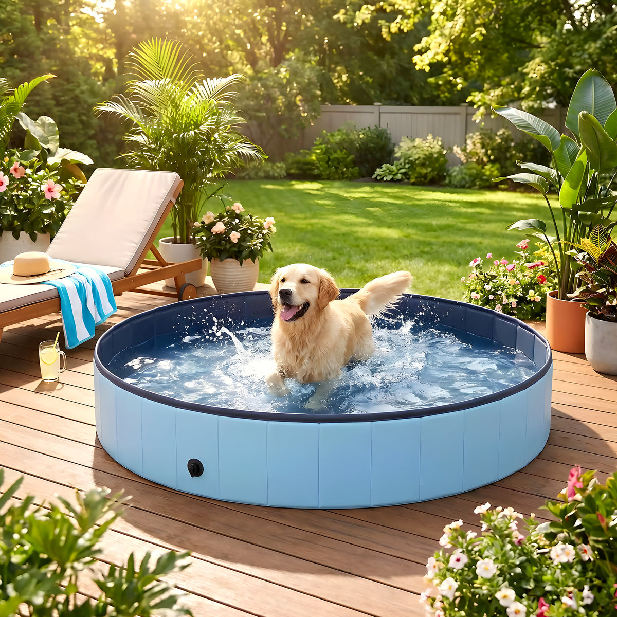 Piscine XXL 160 cm pour gros chien jusqu'à 80 kg