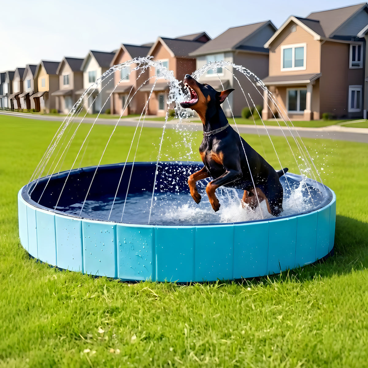 Piscine XXL à jets d'eau pour grand chien