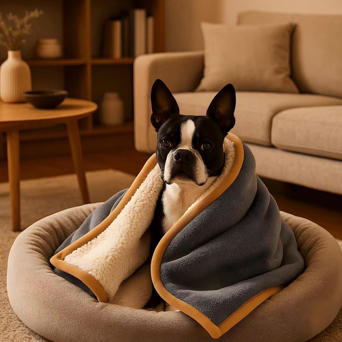 Plaid imperméable en sherpa pour canapé et chien