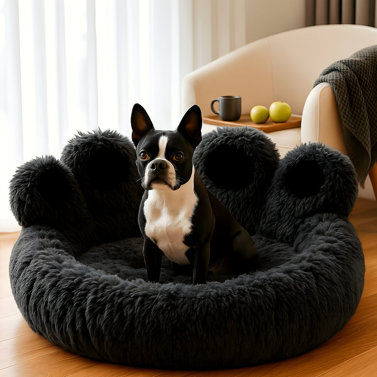 Pouf apaisant en peluche pour chien, 4 tailles