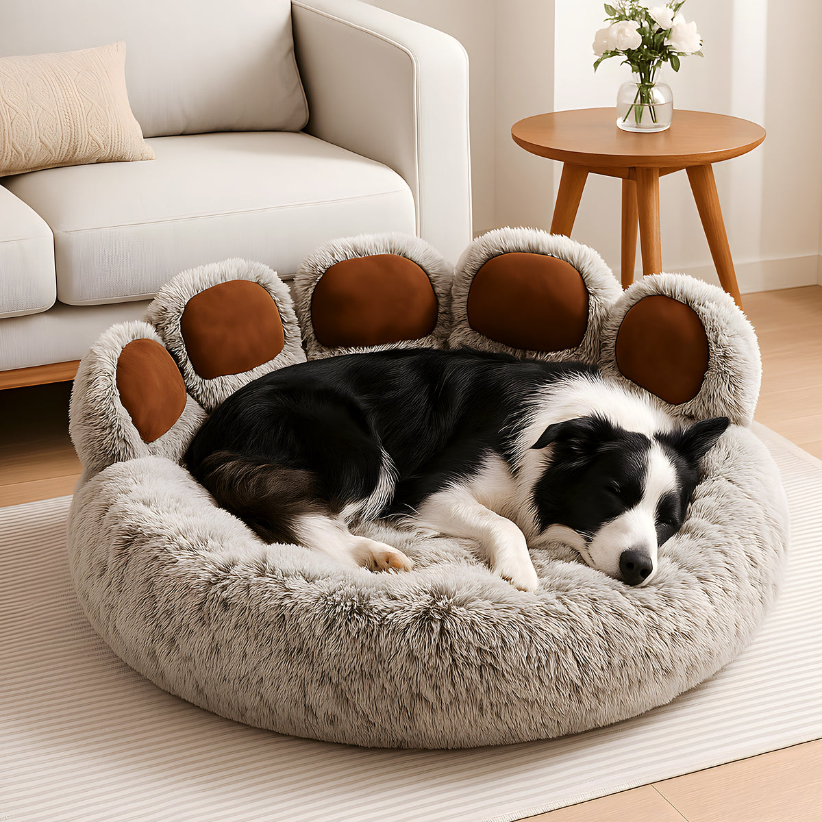 Pouf apaisant en peluche pour chien, 4 tailles