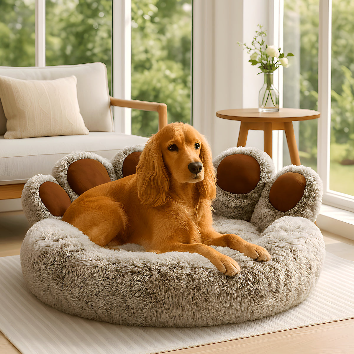 Pouf apaisant en peluche pour chien, 4 tailles