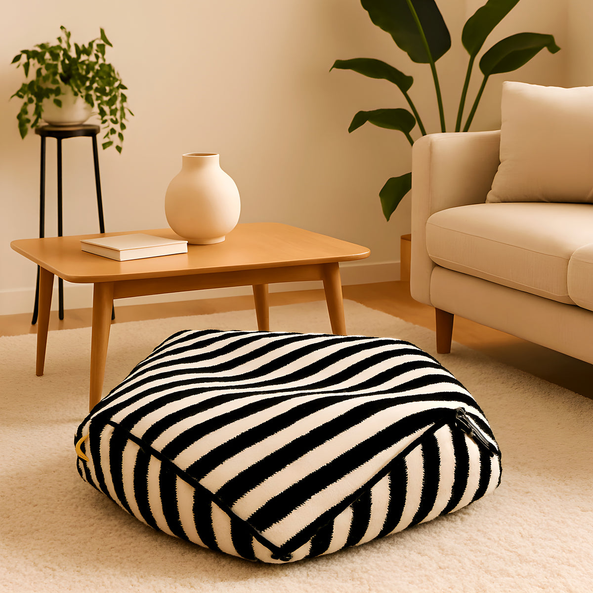 Pouf en velours pour chien, rose, noir ou blanc