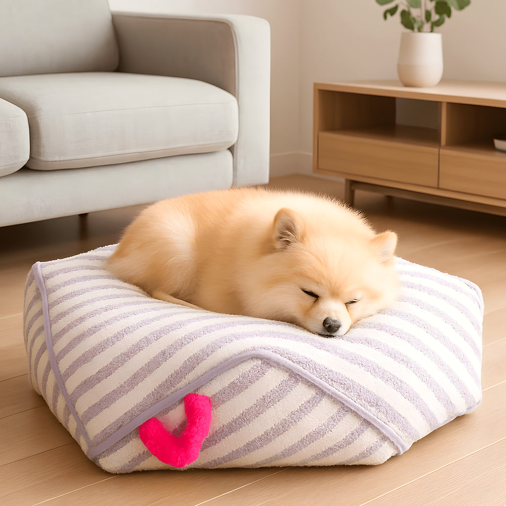 Pouf hexagonal imperméable mauve avec poignée