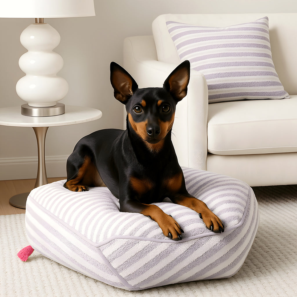 Pouf hexagonal imperméable mauve avec poignée