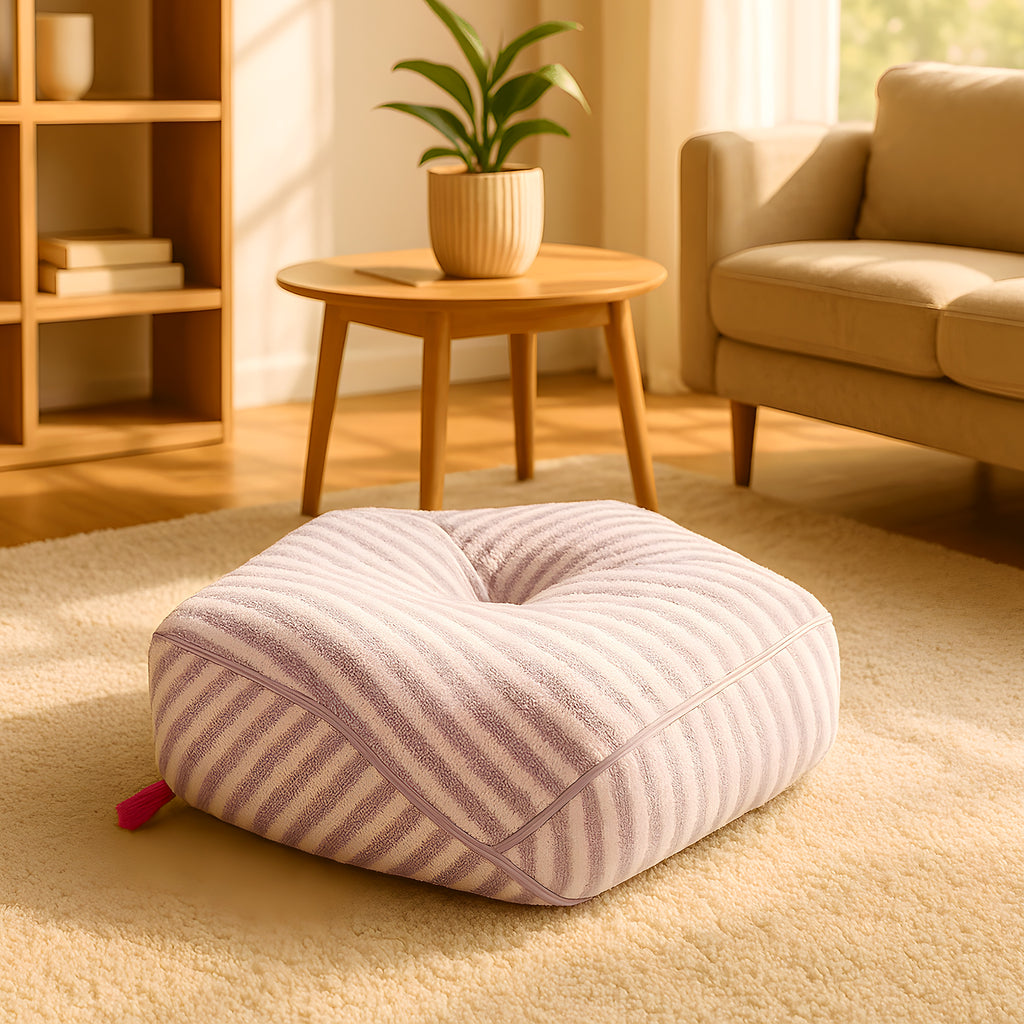 Pouf hexagonal imperméable mauve avec poignée