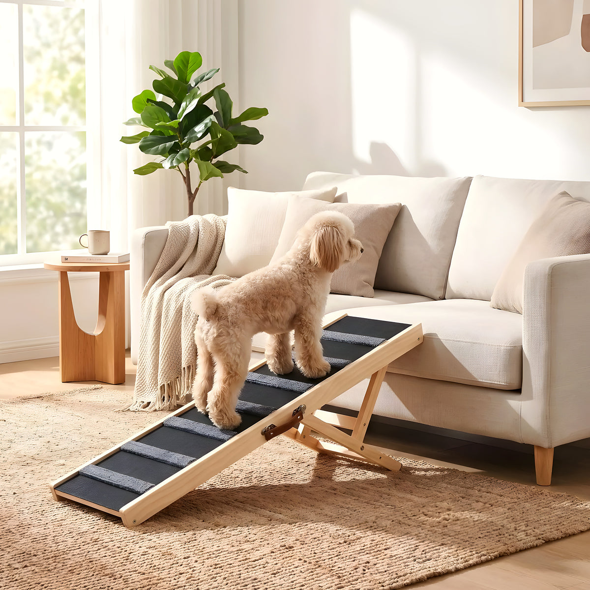 Rampe en bois 5 hauteurs pour chien jusqu'à 35 kg