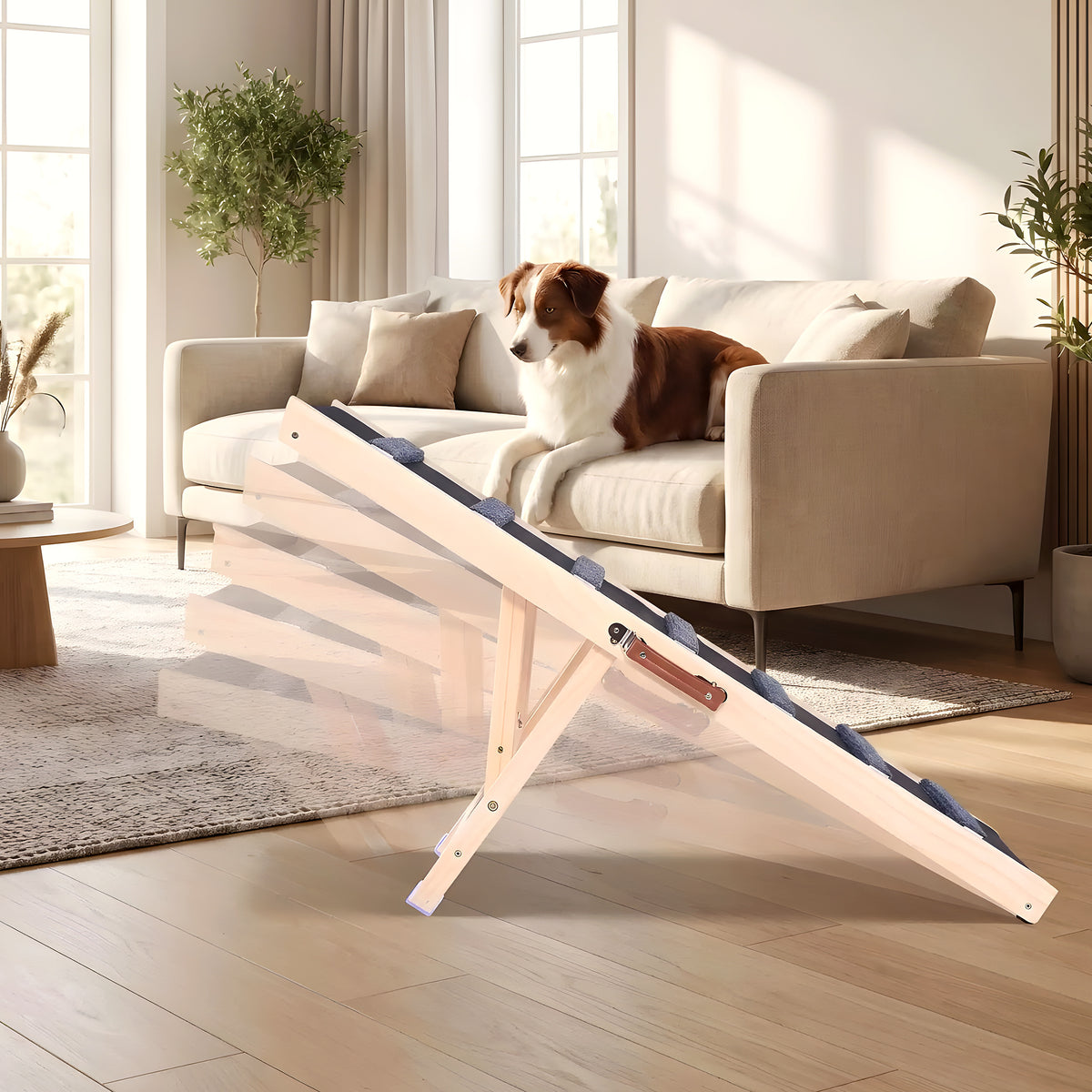 Rampe en bois 5 hauteurs pour chien jusqu'à 35 kg