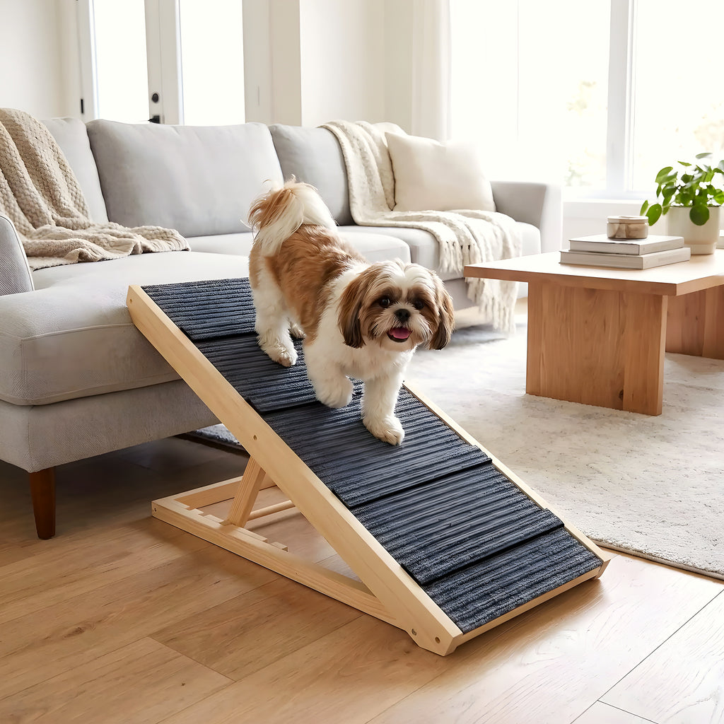 Rampe en bois pliable 4 hauteurs pour chien