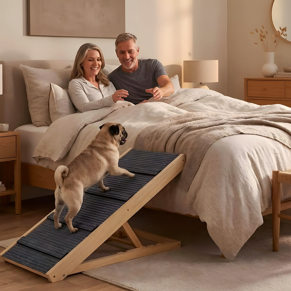 Rampe en bois pliable 4 hauteurs pour chien