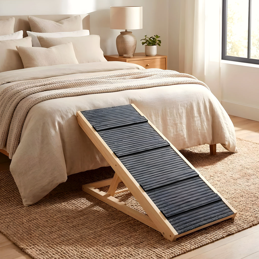 Rampe en bois pliable 4 hauteurs pour chien