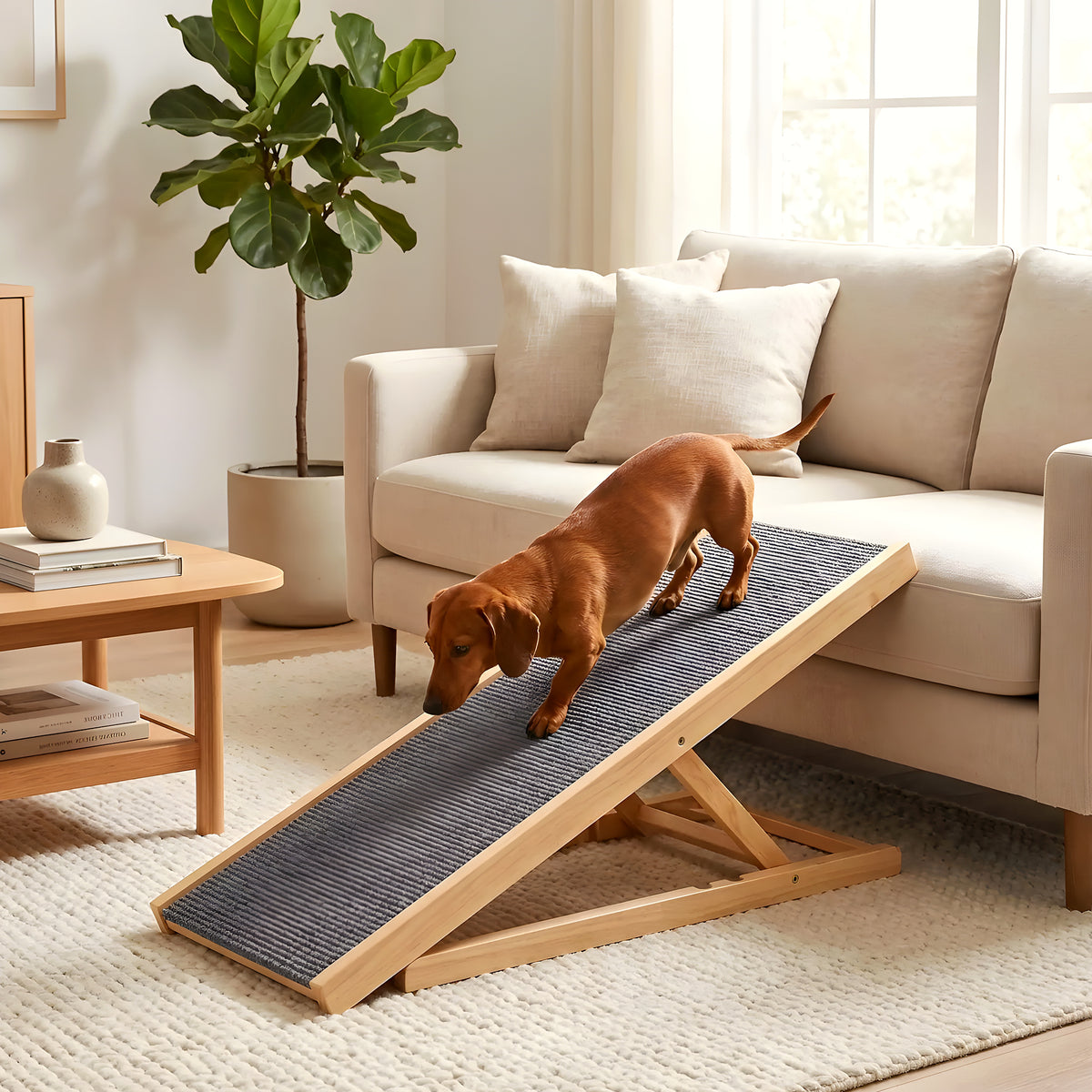 Rampe pliable en bois pour chien, 2 tailles