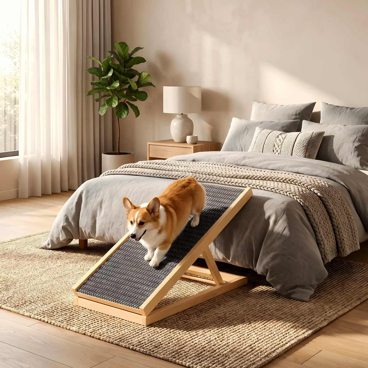 Rampe pliable en bois pour chien, 2 tailles