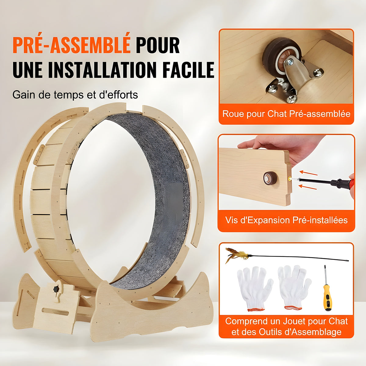 Roue d'exercice pour chat 132 cm