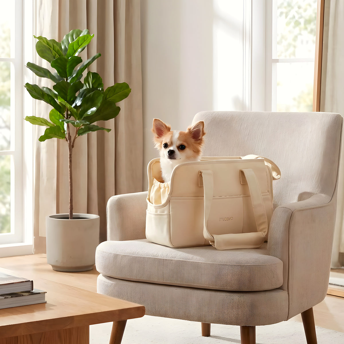Sac de transport en coton avec coussin pour petit chien