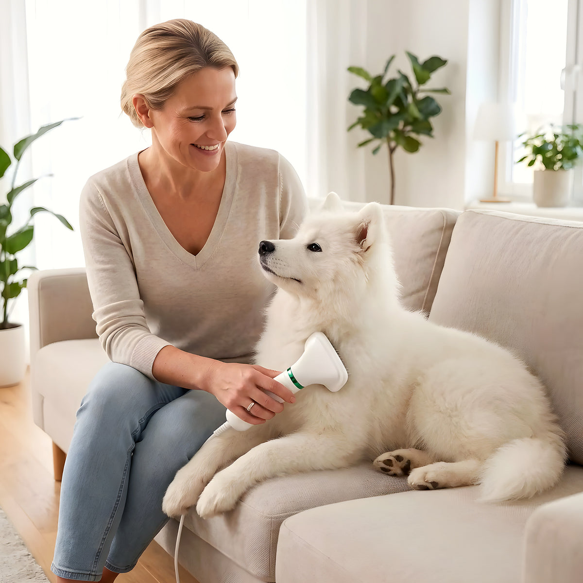 Séchoir et brosse 2-en-1 silencieux pour chien