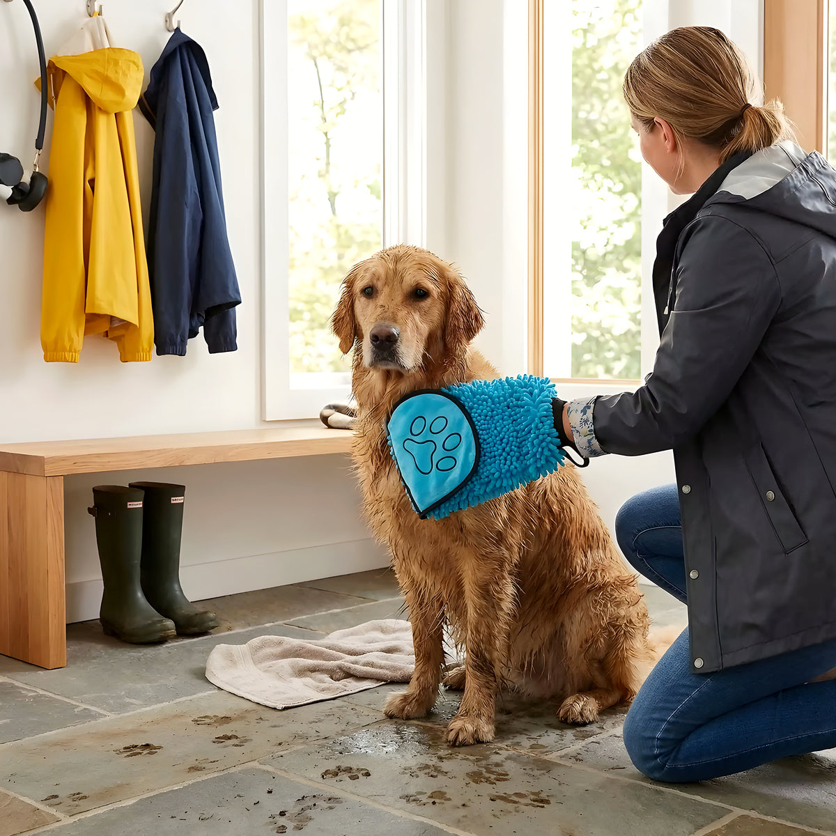 Serviette ultra-absorbante pour chien, 5 coloris