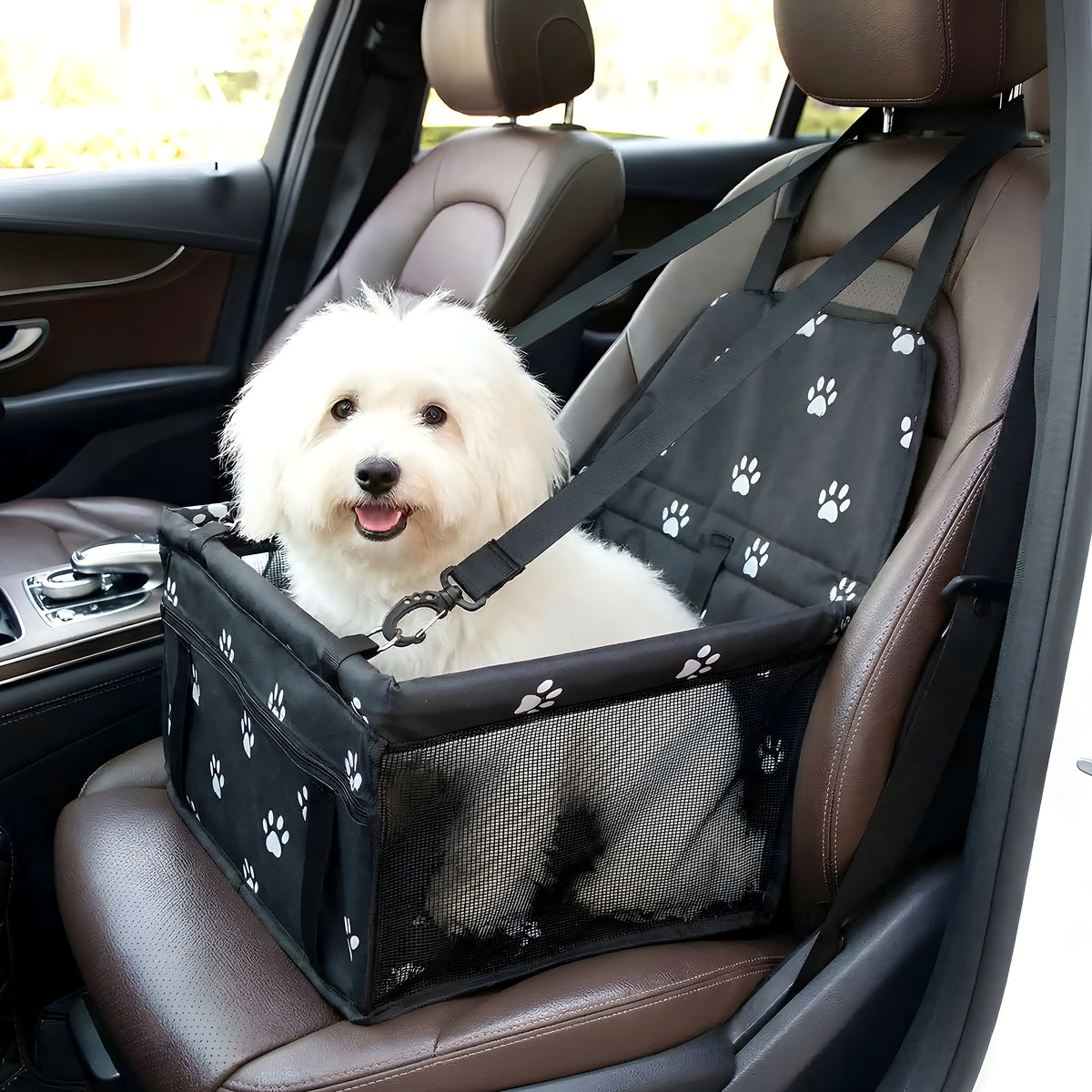 Siège auto pour petit chien avec ceinture de sécurité