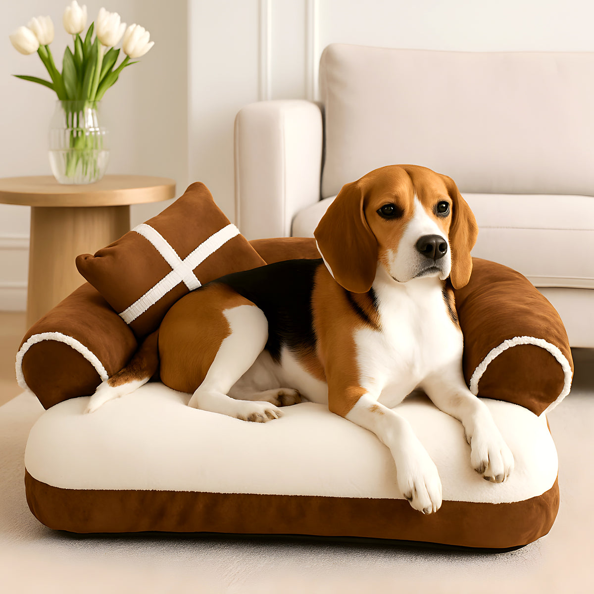 Sofa panier anti-acariens pour chien, 3 coloris