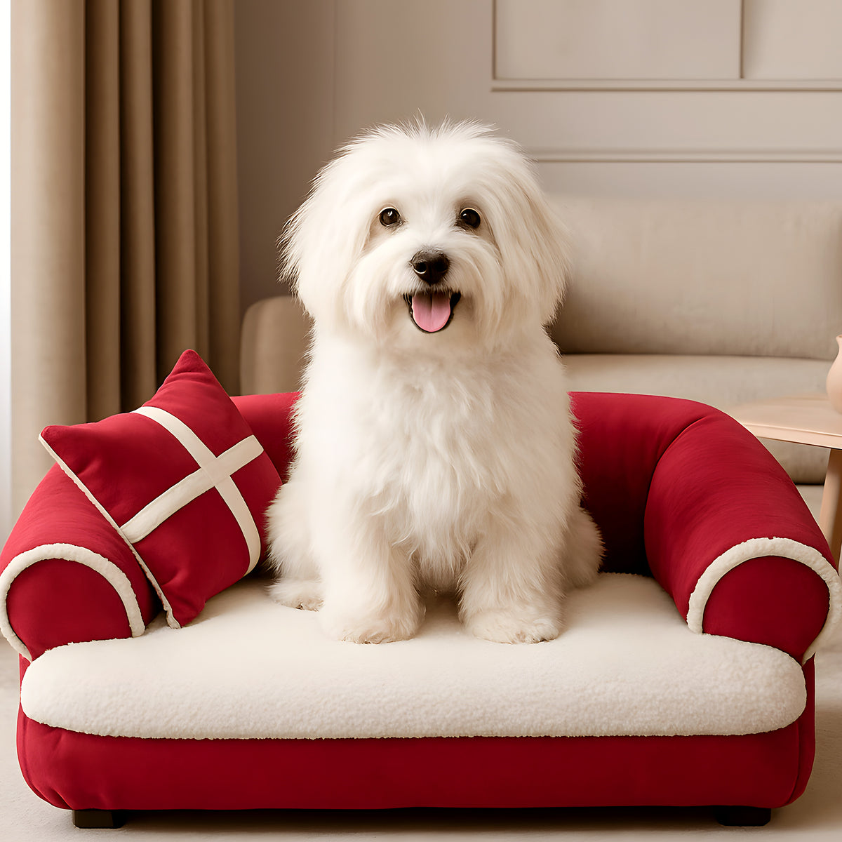 Sofa panier anti-acariens pour chien, 3 coloris