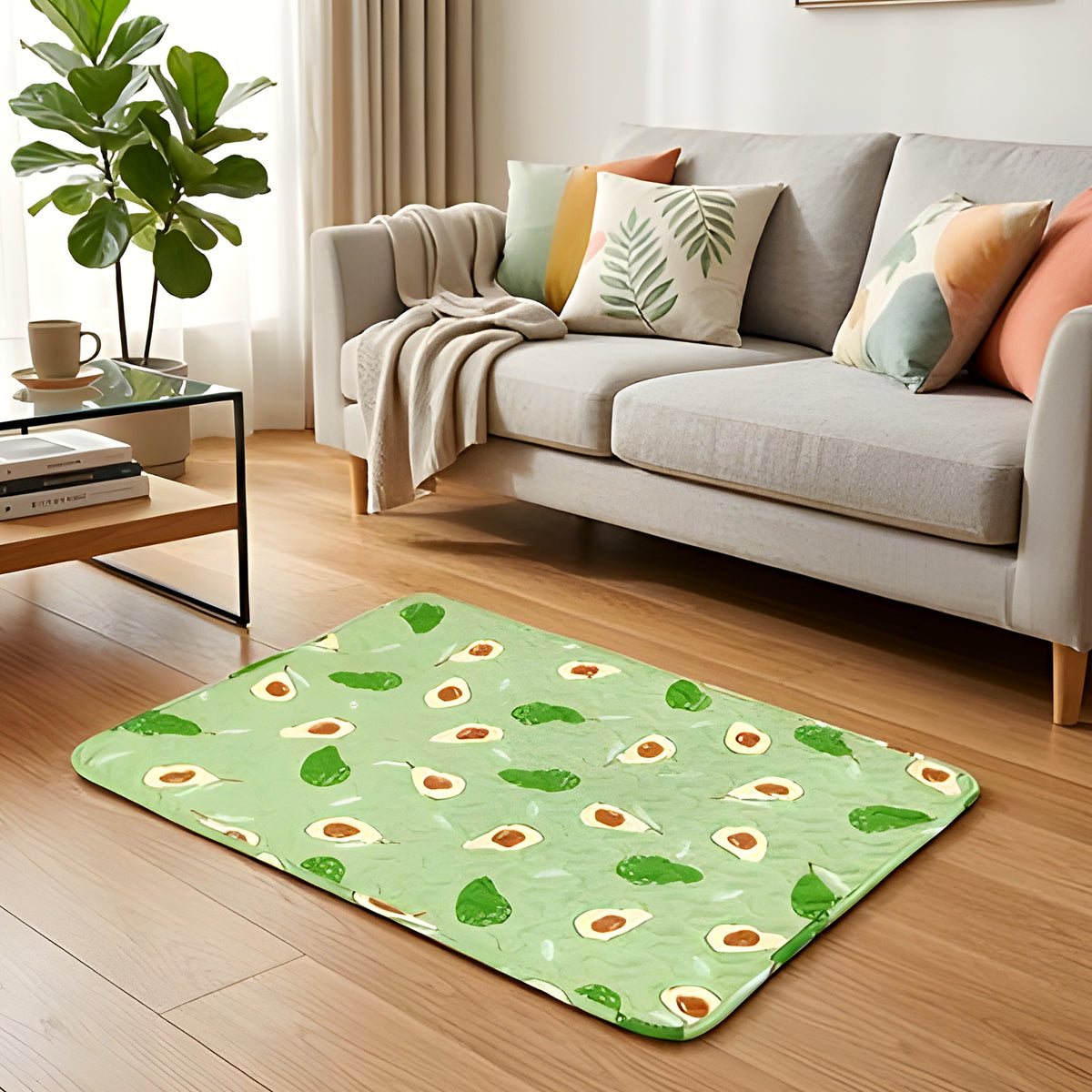 Tapis 4 saisons en coton pour chien, bleu ou vert