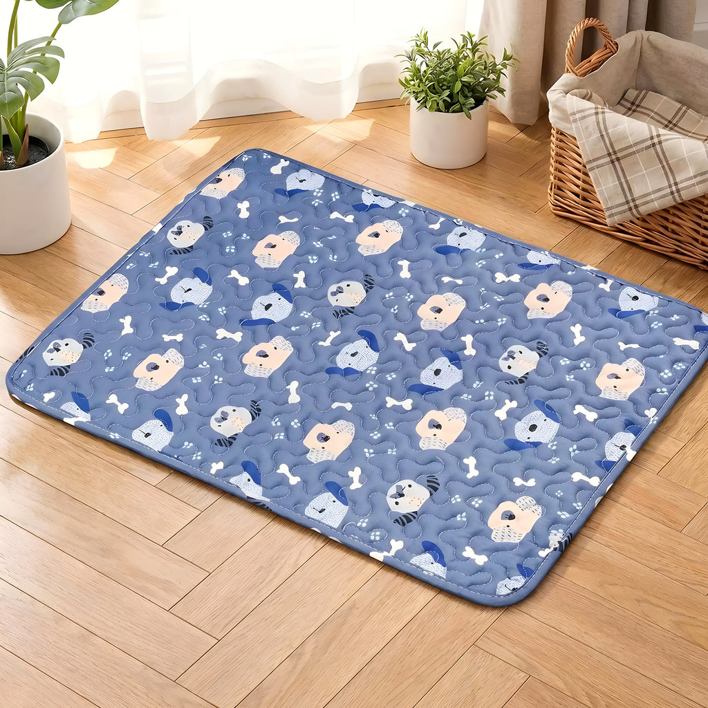 Tapis 4 saisons en coton pour chien, bleu ou vert