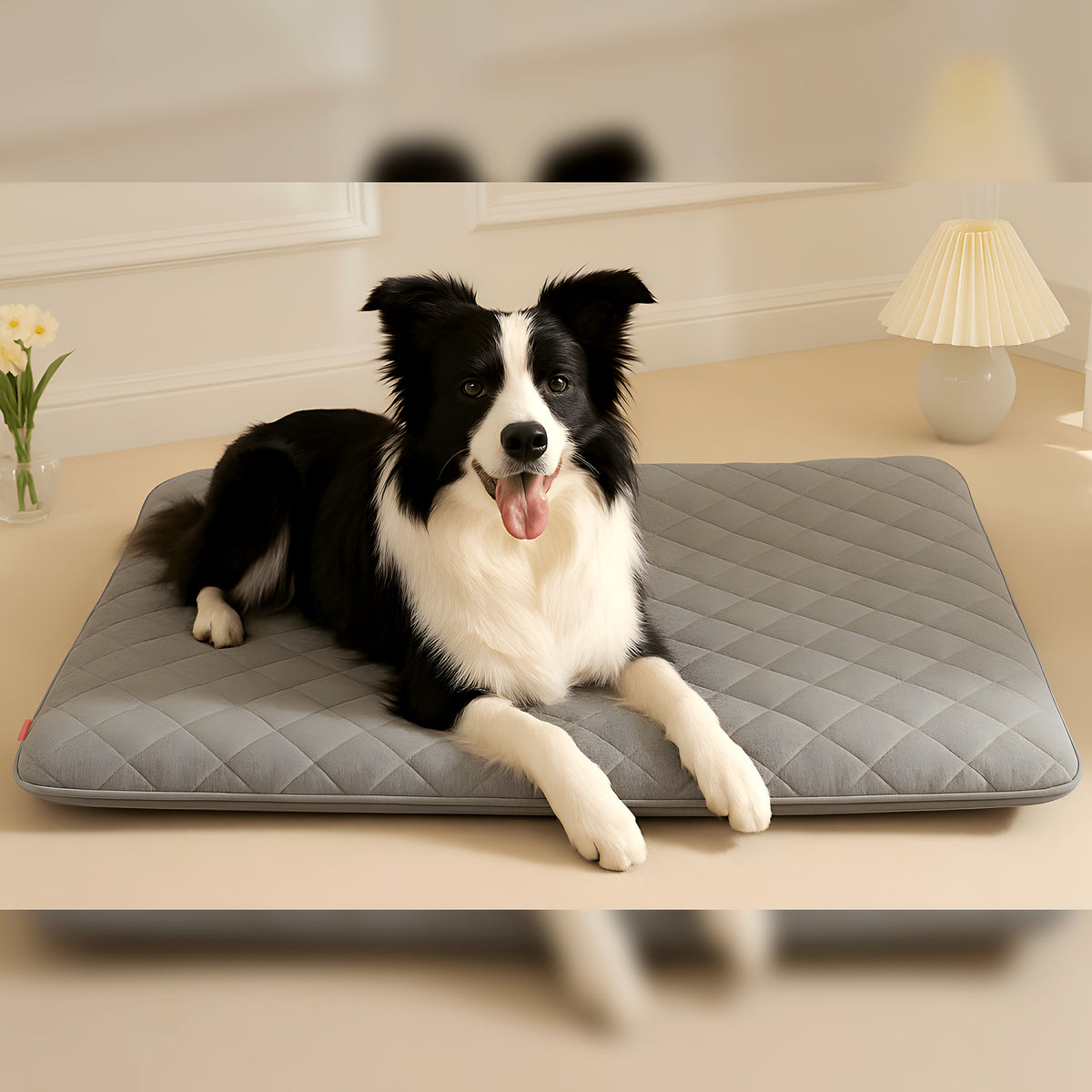 Tapis à mémoire de forme en lin pour chien senior