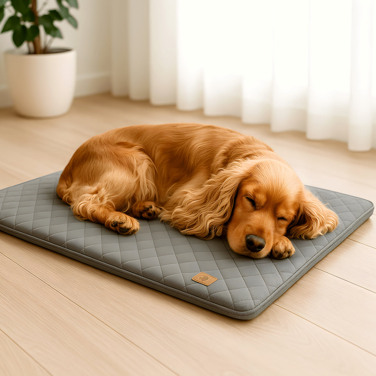 Tapis à mémoire de forme en lin pour chien senior