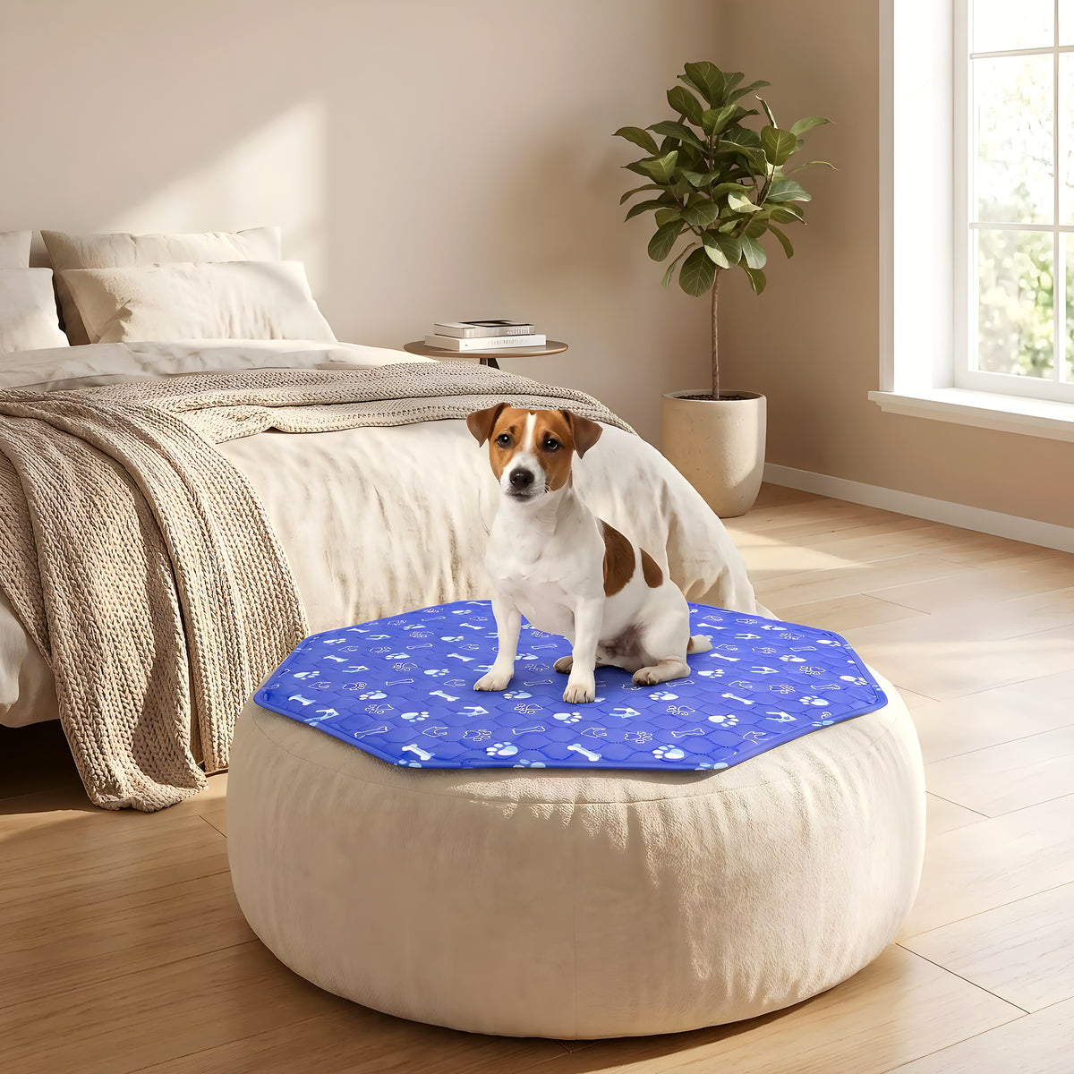 Tapis absorbant octogonal pour parc de chien