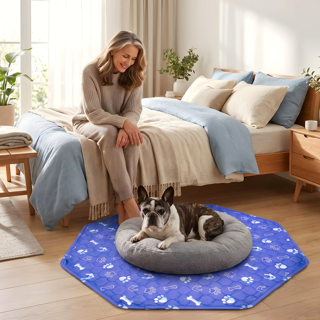 Tapis absorbant octogonal pour parc de chien
