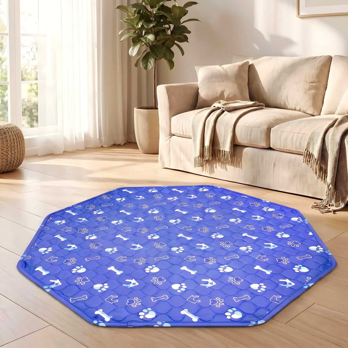 Tapis absorbant octogonal pour parc de chien
