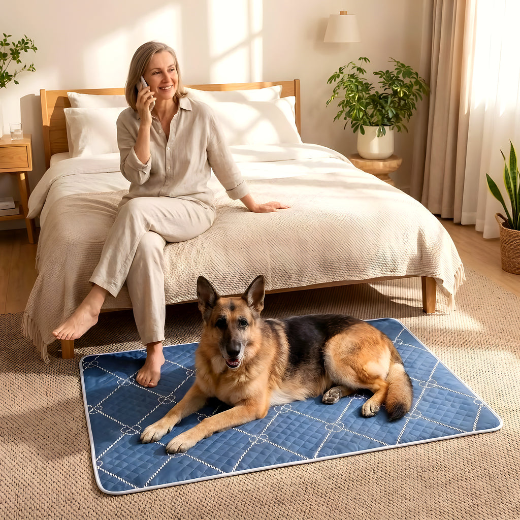 Tapis absorbants lavables bleu roi, lot de 2