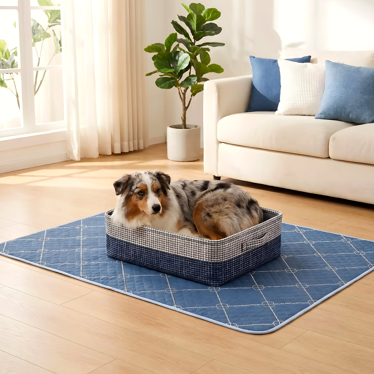 Tapis absorbants lavables bleu roi, lot de 2