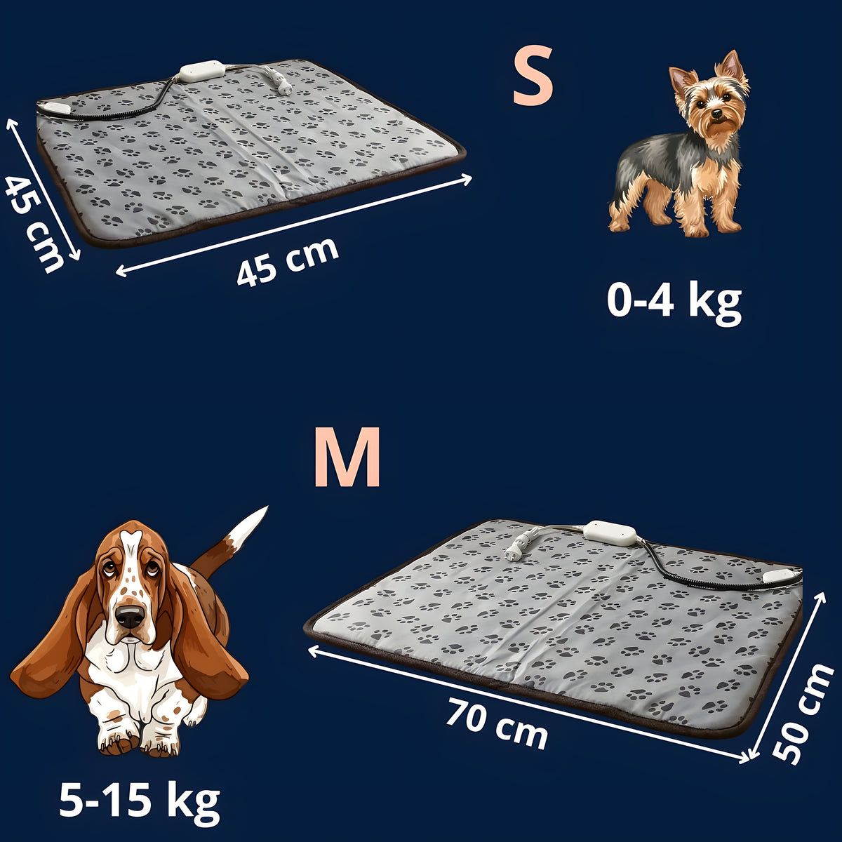 Tapis chauffant électrique 3 niveaux pour chien