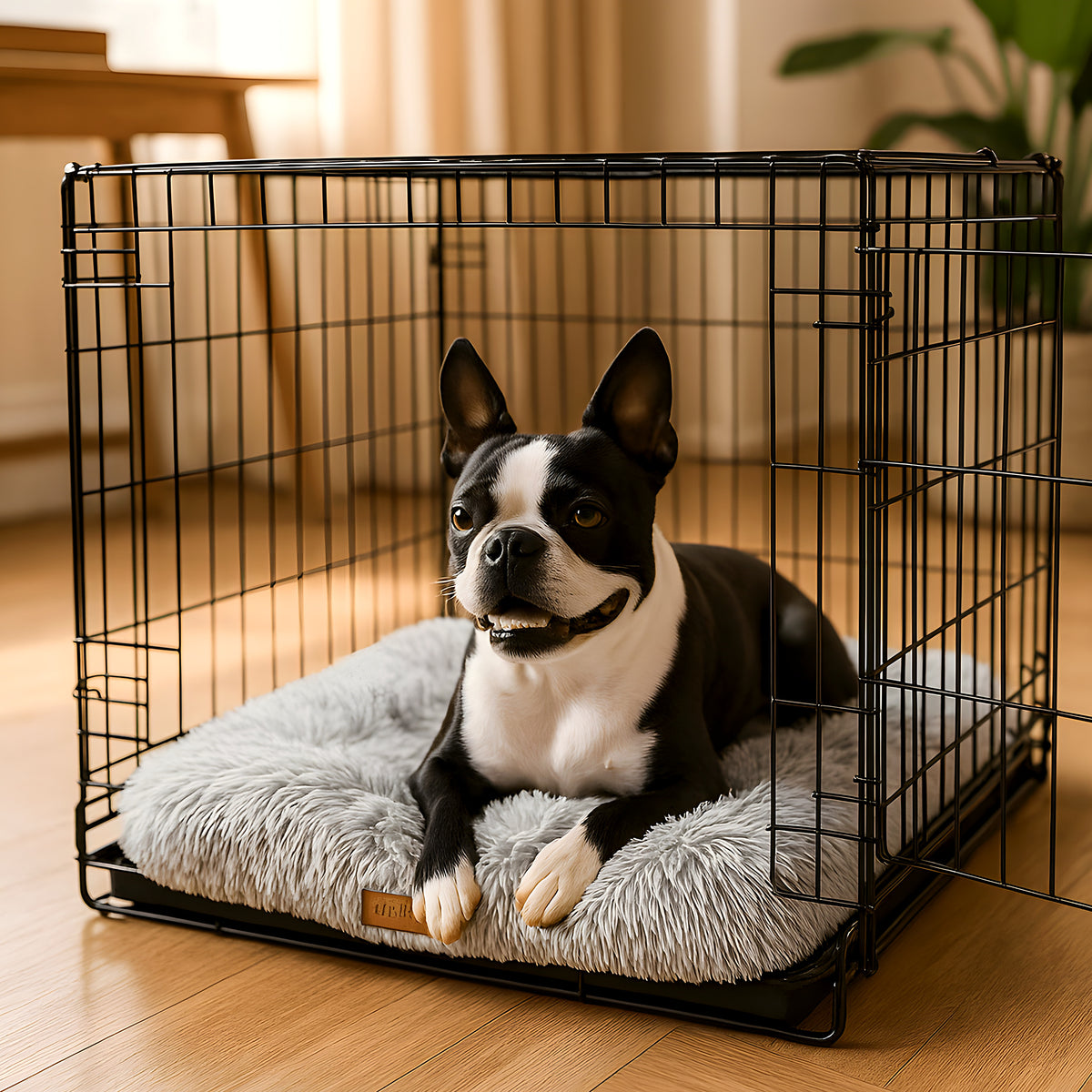 Tapis coussin en peluche grise pour chien, 5 tailles