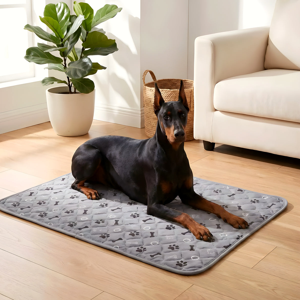 Tapis d'hygiène ultra-absorbant motif os et pattes