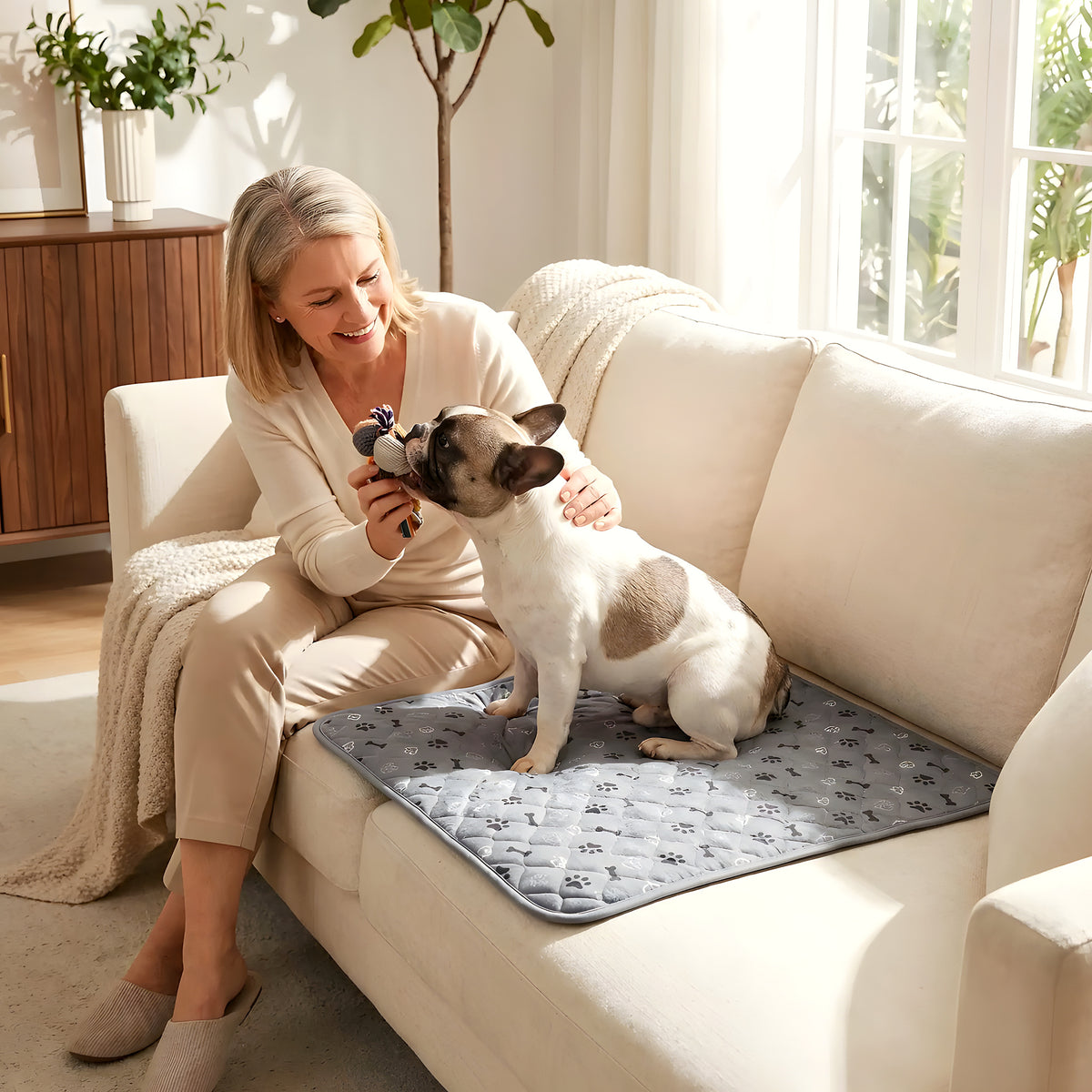 Tapis d'hygiène ultra-absorbant motif os et pattes