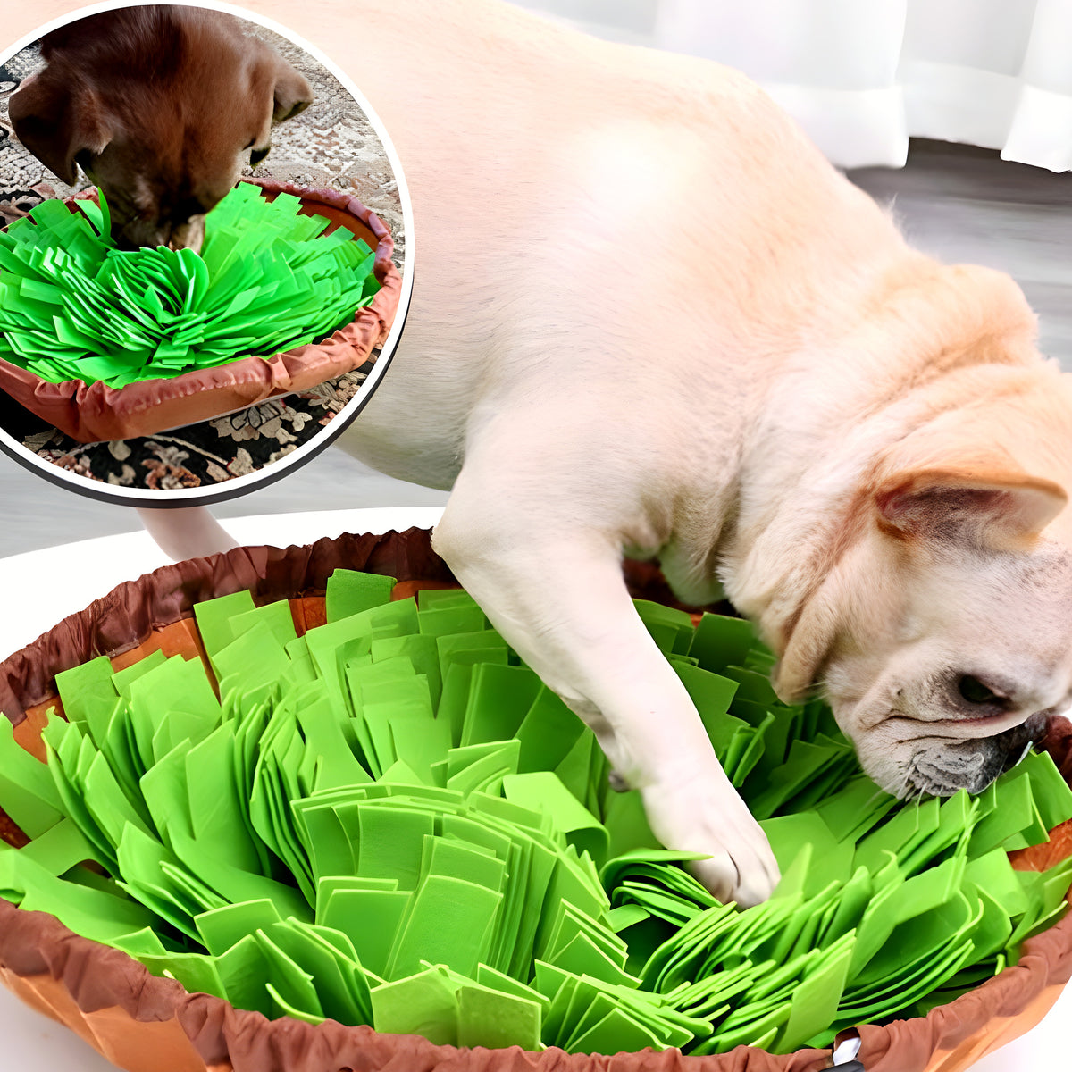 Tapis de fouille effet herbe en feutre pour chien