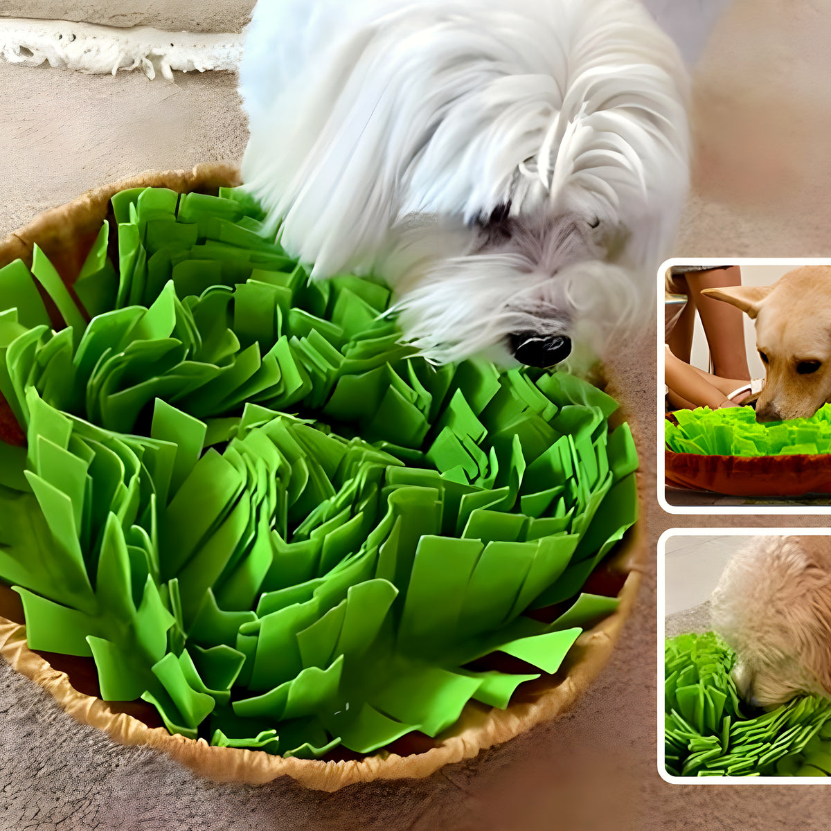 Tapis de fouille effet herbe en feutre pour chien