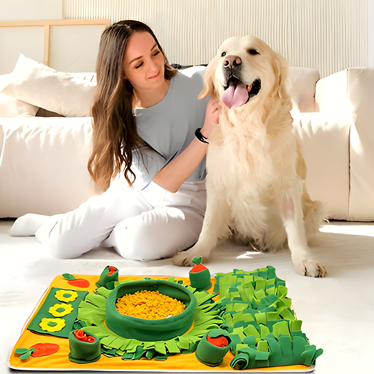Tapis de fouille en feutre avec 2 carottes couineuses