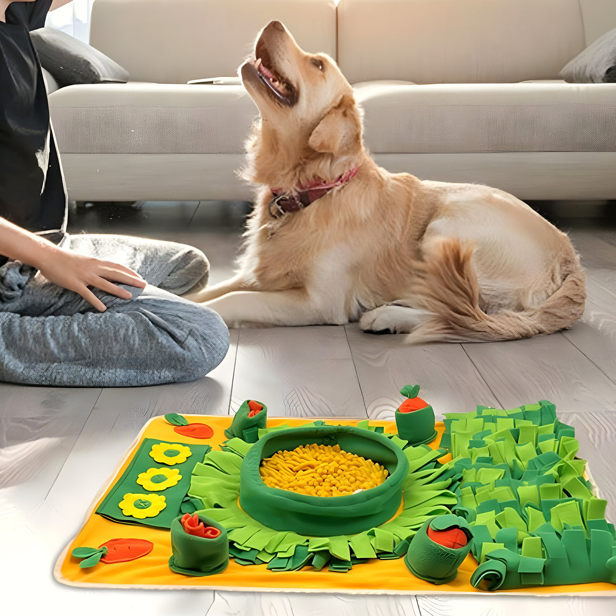Tapis de fouille en feutre avec 2 carottes couineuses