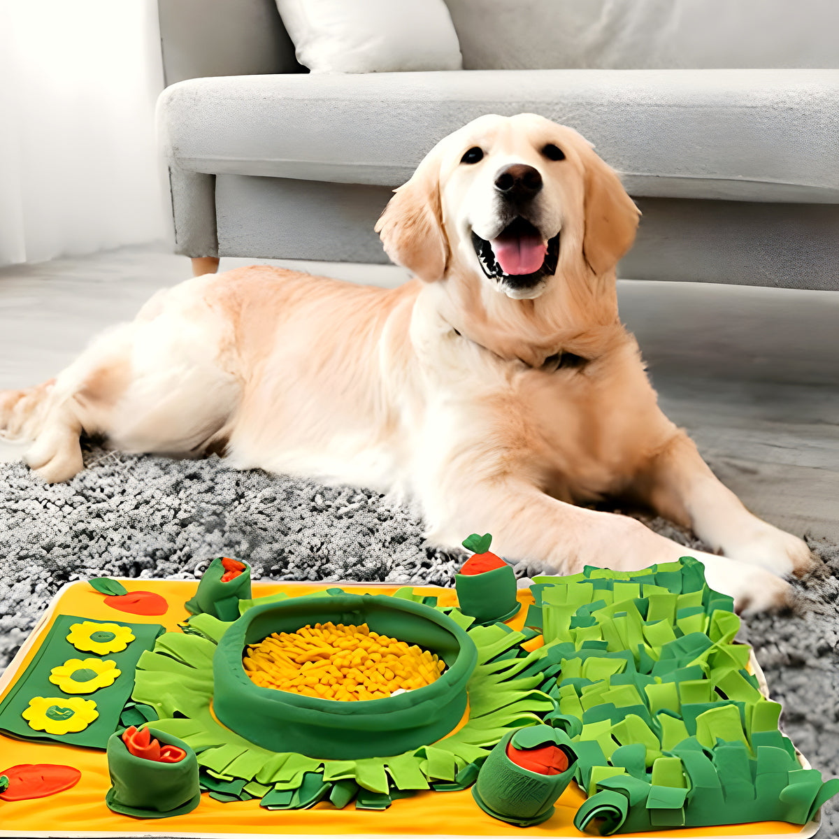 Tapis de fouille en feutre avec 2 carottes couineuses