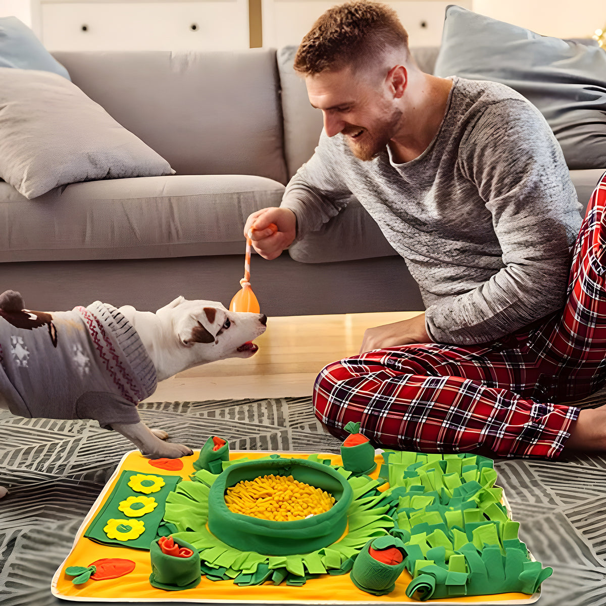 Tapis de fouille en feutre avec 2 carottes couineuses