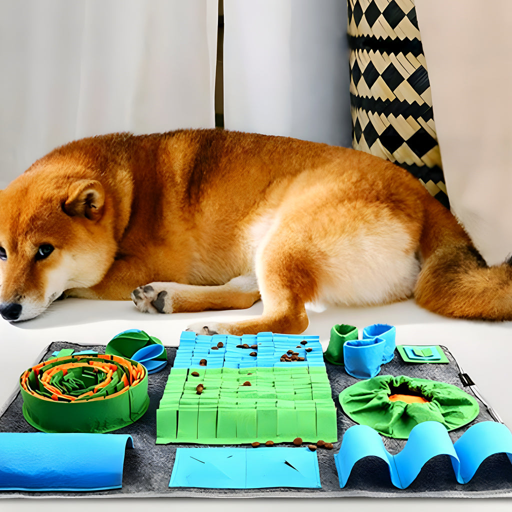 Tapis de fouille pliable pour chien, bleu ou gris