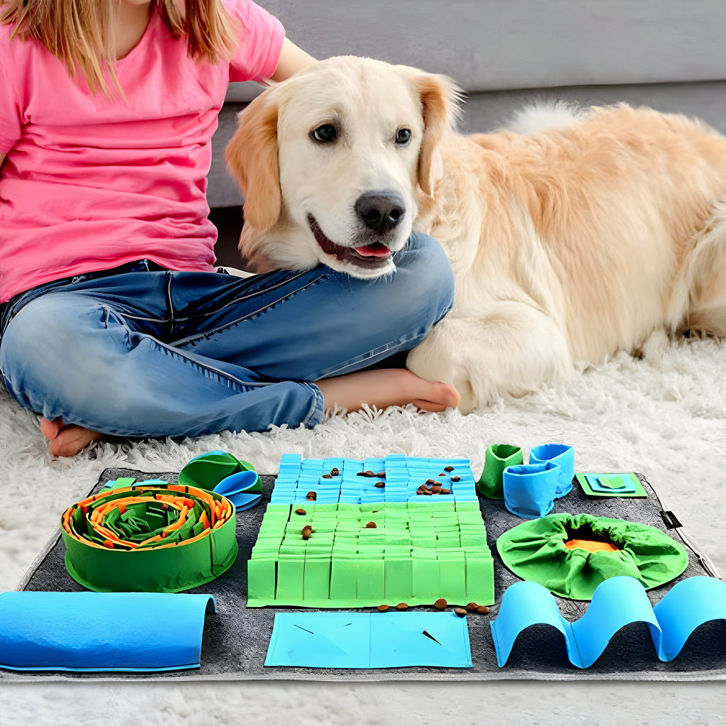 Tapis de fouille pliable pour chien, bleu ou gris