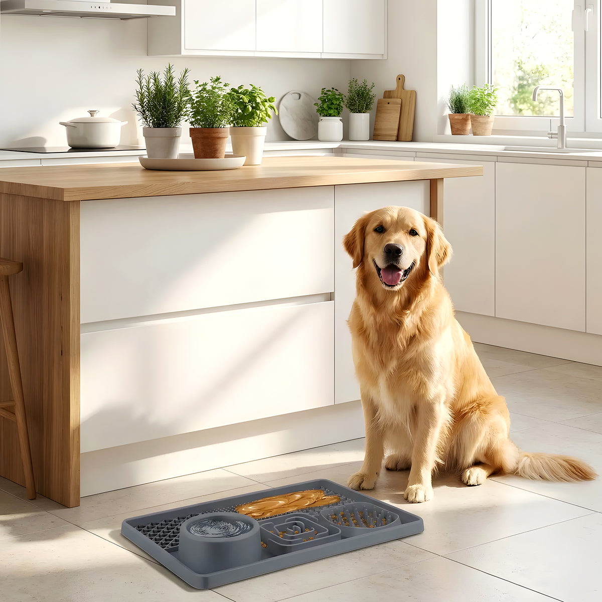 Tapis de léchage anti-glouton 6 compartiments pour chien