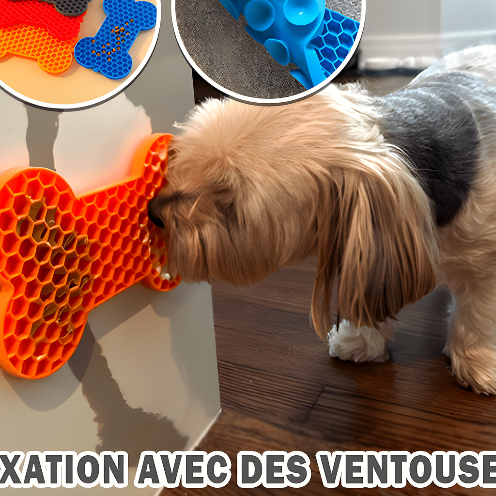 Tapis de léchage en forme d'os pour chien, 4 coloris