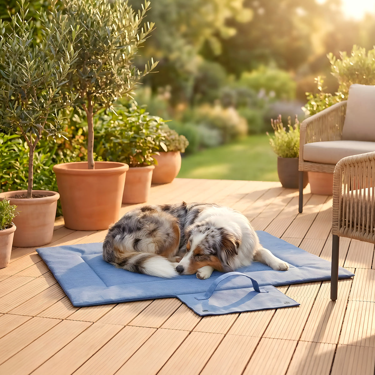 Tapis de voyage imperméable pour chien avec poignée