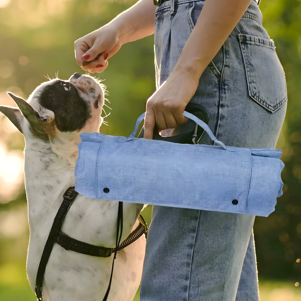 Tapis de voyage imperméable pour chien avec poignée