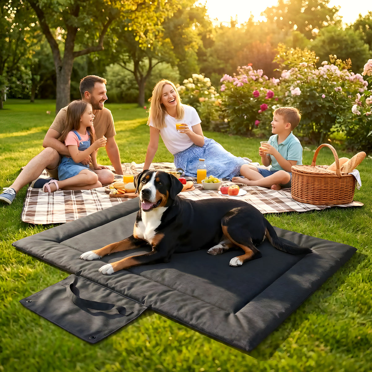 Tapis de voyage imperméable pour chien avec poignée